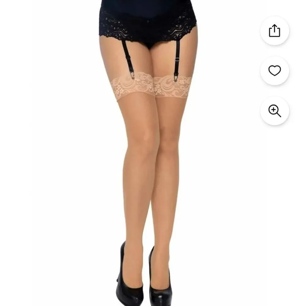 Leg Avenue Womens Sheer Lace Top Backseam Stockings - New